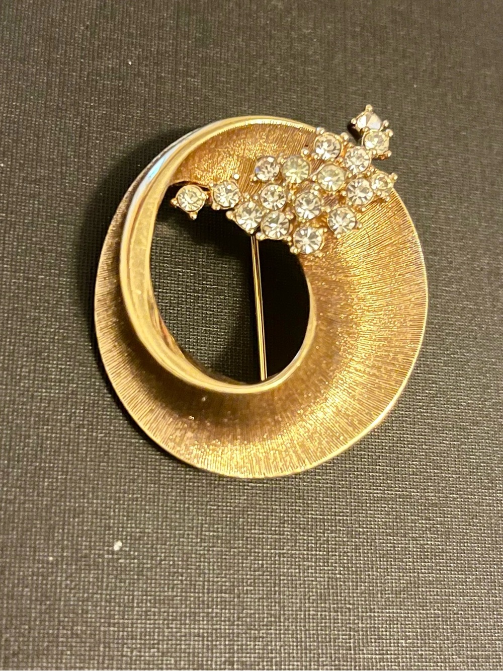 Attwood Sawyer A & S Gold-Tone Circular Brooch with crystals